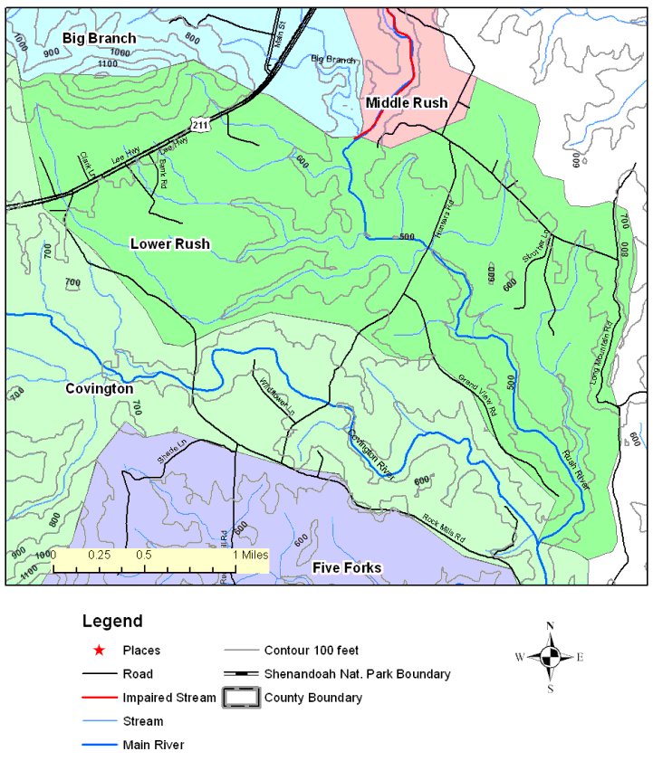 Lower Rush River Subwatershed, Topographic Map